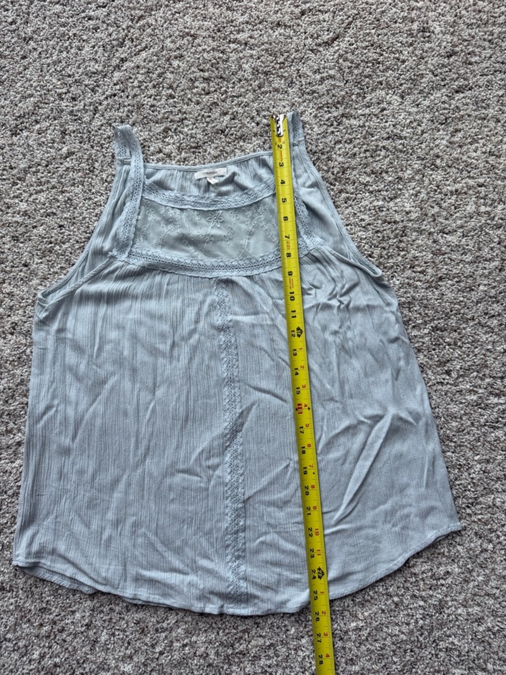 Maurices Light Blue Lace Yoke Women's Tank Top - Picture 7 of 7